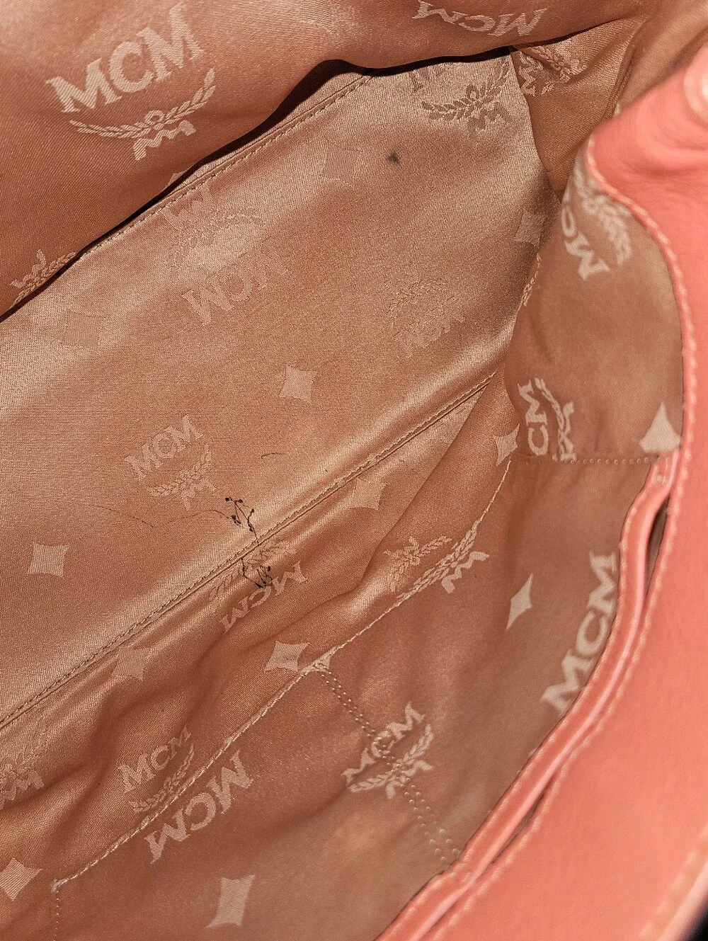 MCM Coral Orange Leather Top-Handle Satchel with Strap
